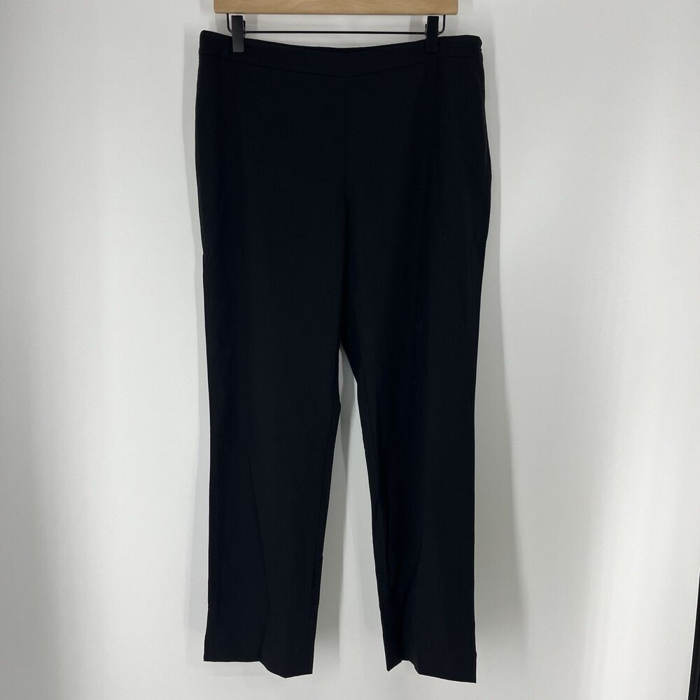Lafayette 148 Bleecker Dress Pants Size 10 Black Stretch Wool Career Side Zip